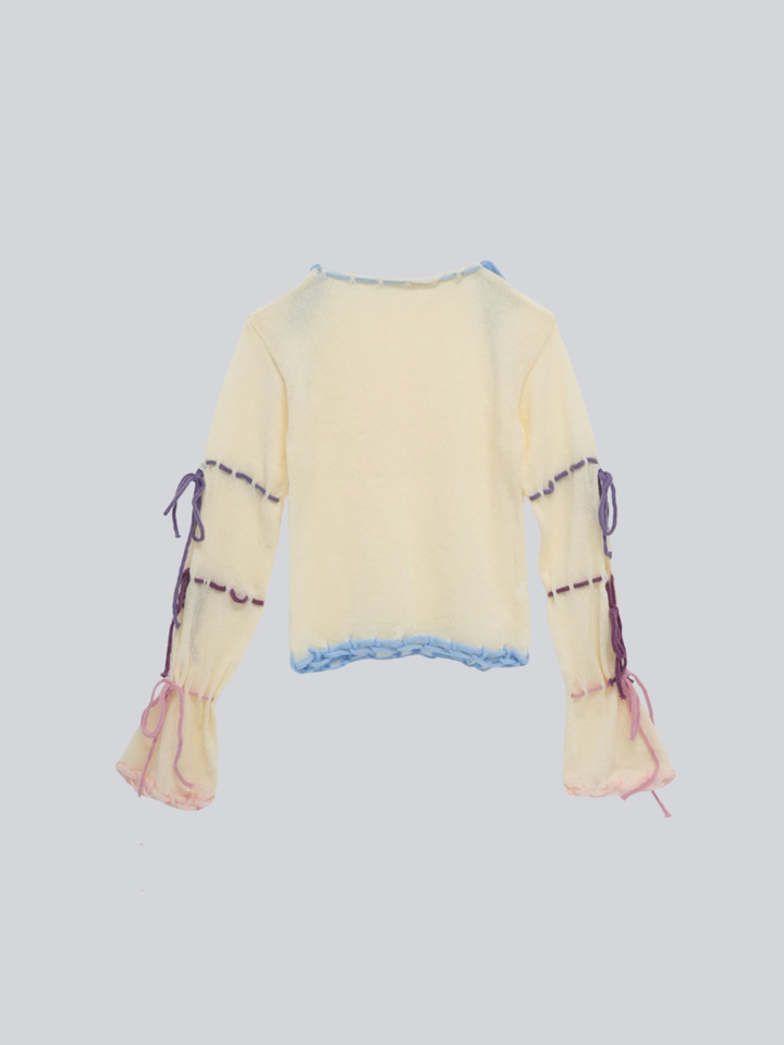 【 9月下旬発送予定 】ribbon detail knit top