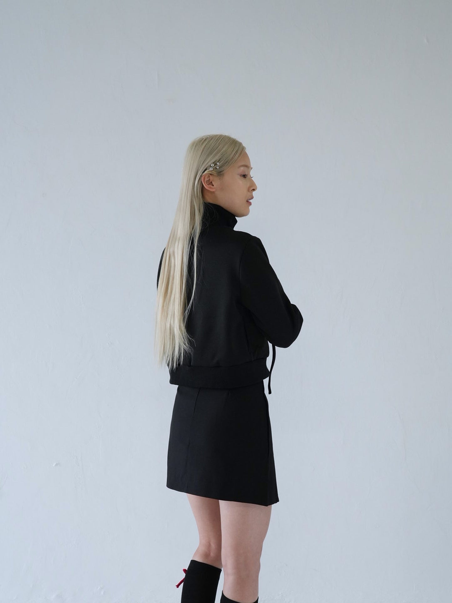 slanting button trapezoid skirt