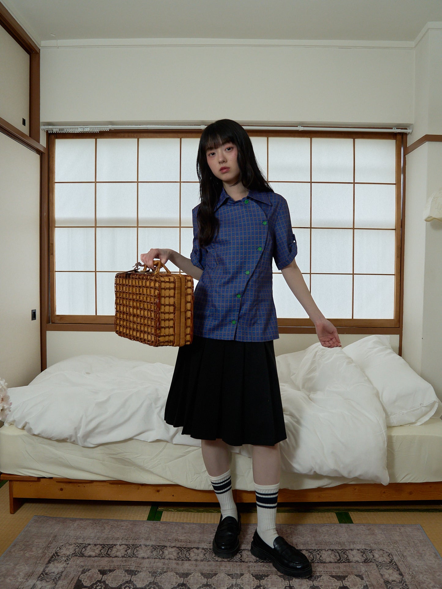 retro check button shirt