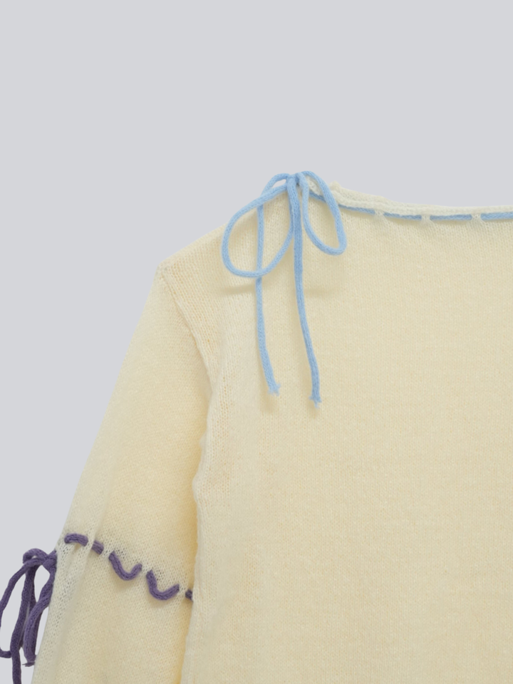【 9月下旬発送予定 】ribbon detail knit top