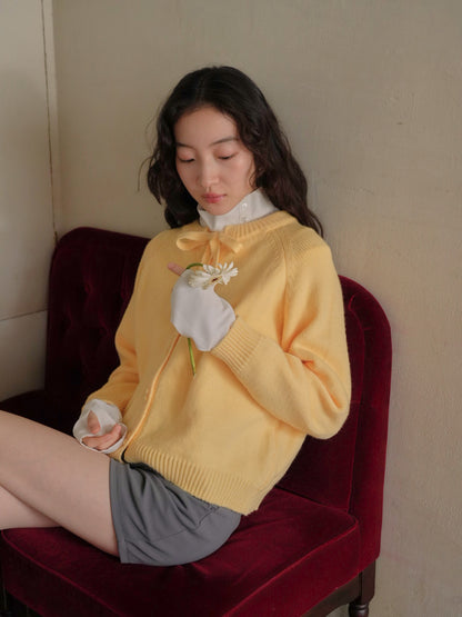 ribbon tie knit cardigan