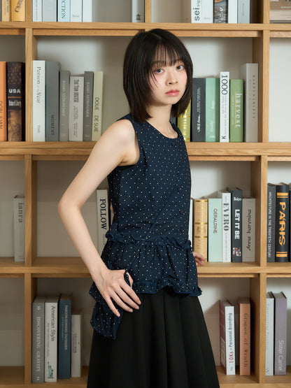dot sleeveless blouse set