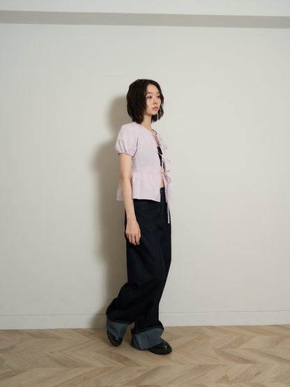 ribbon flare blouse
