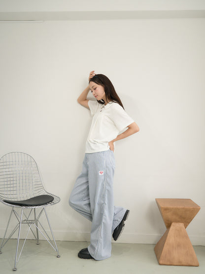 stripe wide loose pants