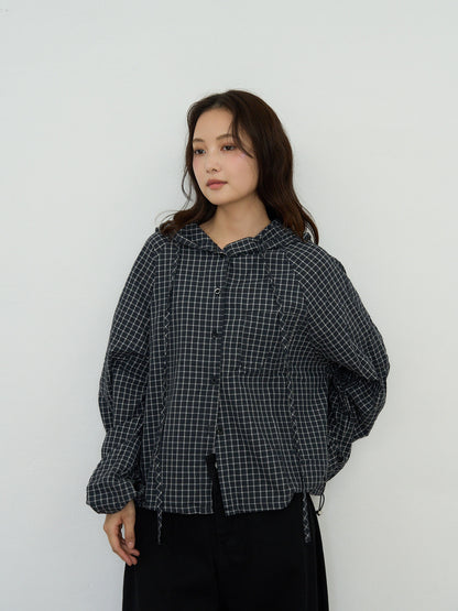 check hooded shirt