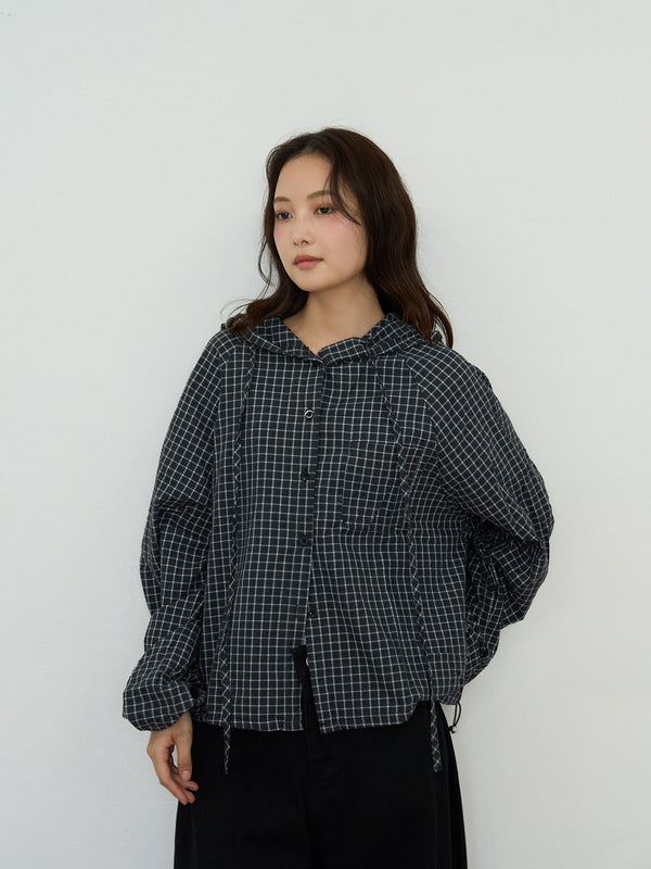 check hooded shirt