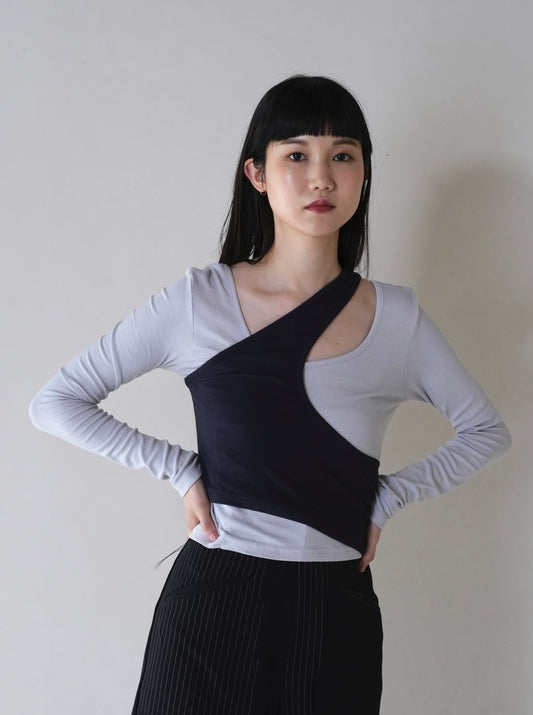 one shoulder layered tops