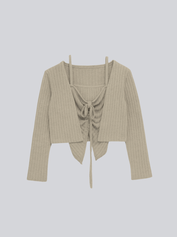 【 10月上旬発送予定 】ribbed ruched cami & cardigan set