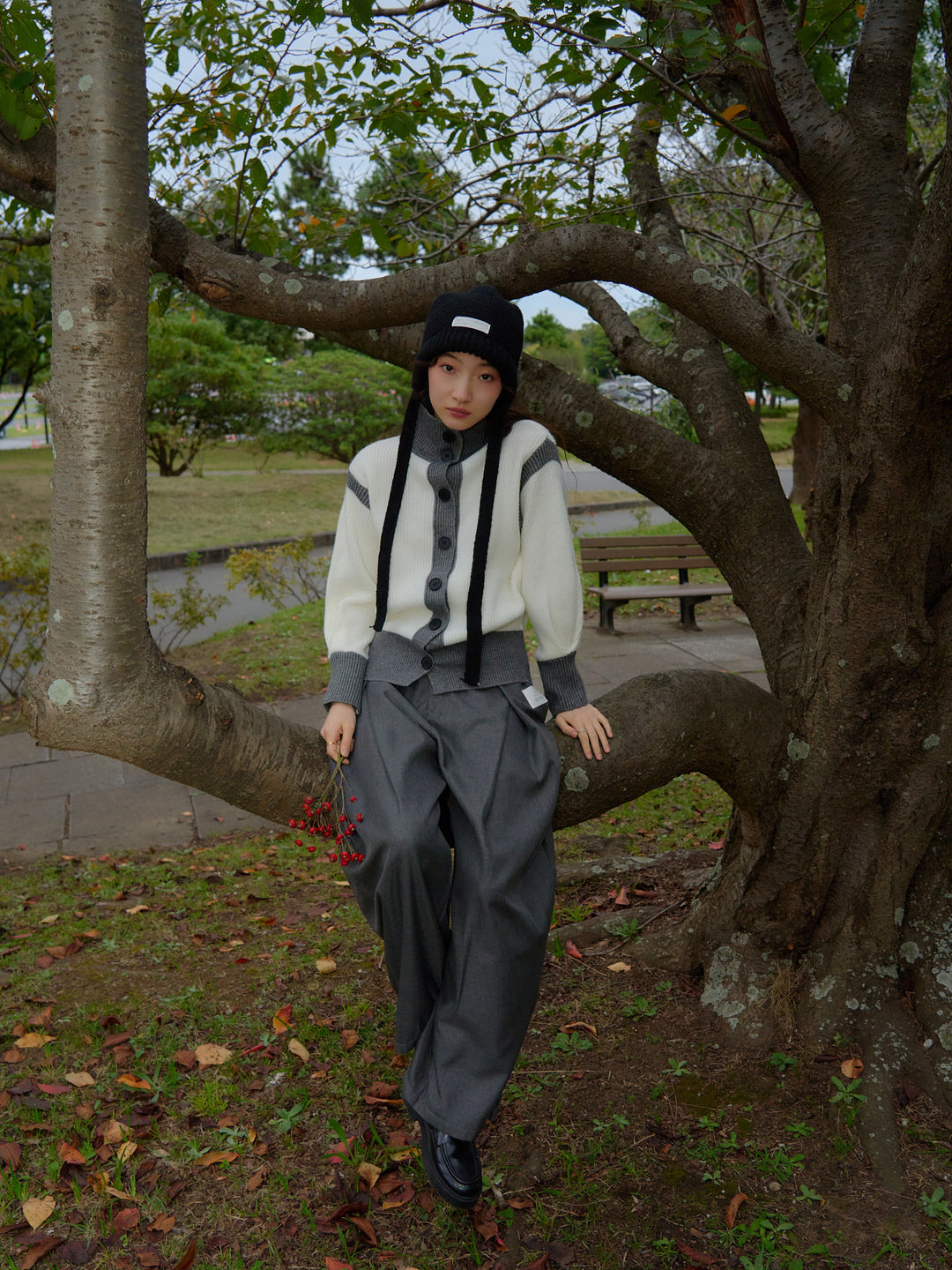 color block knit cardigan