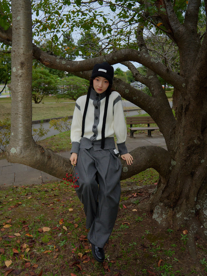 color block knit cardigan