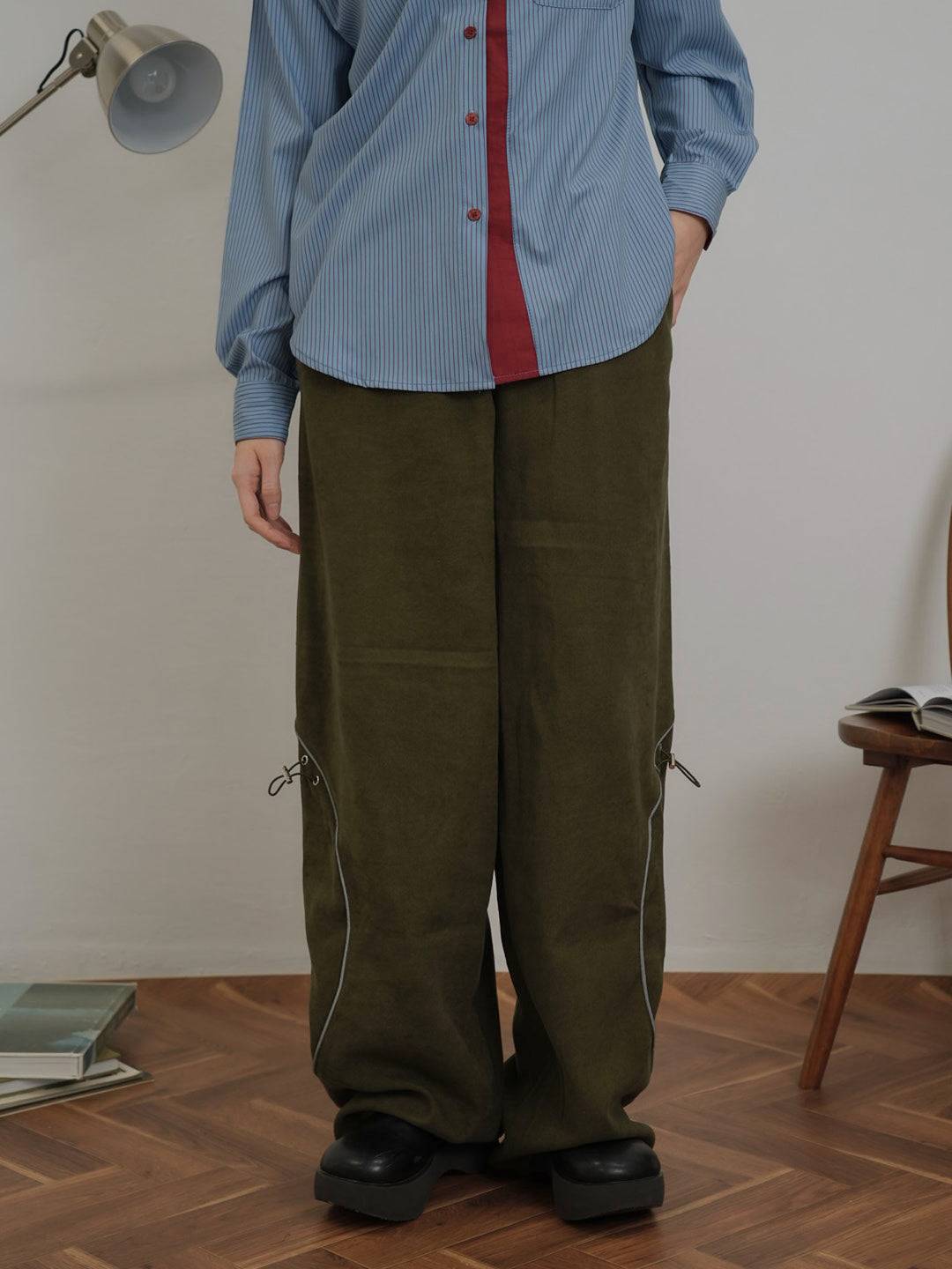 stitch line wide pants