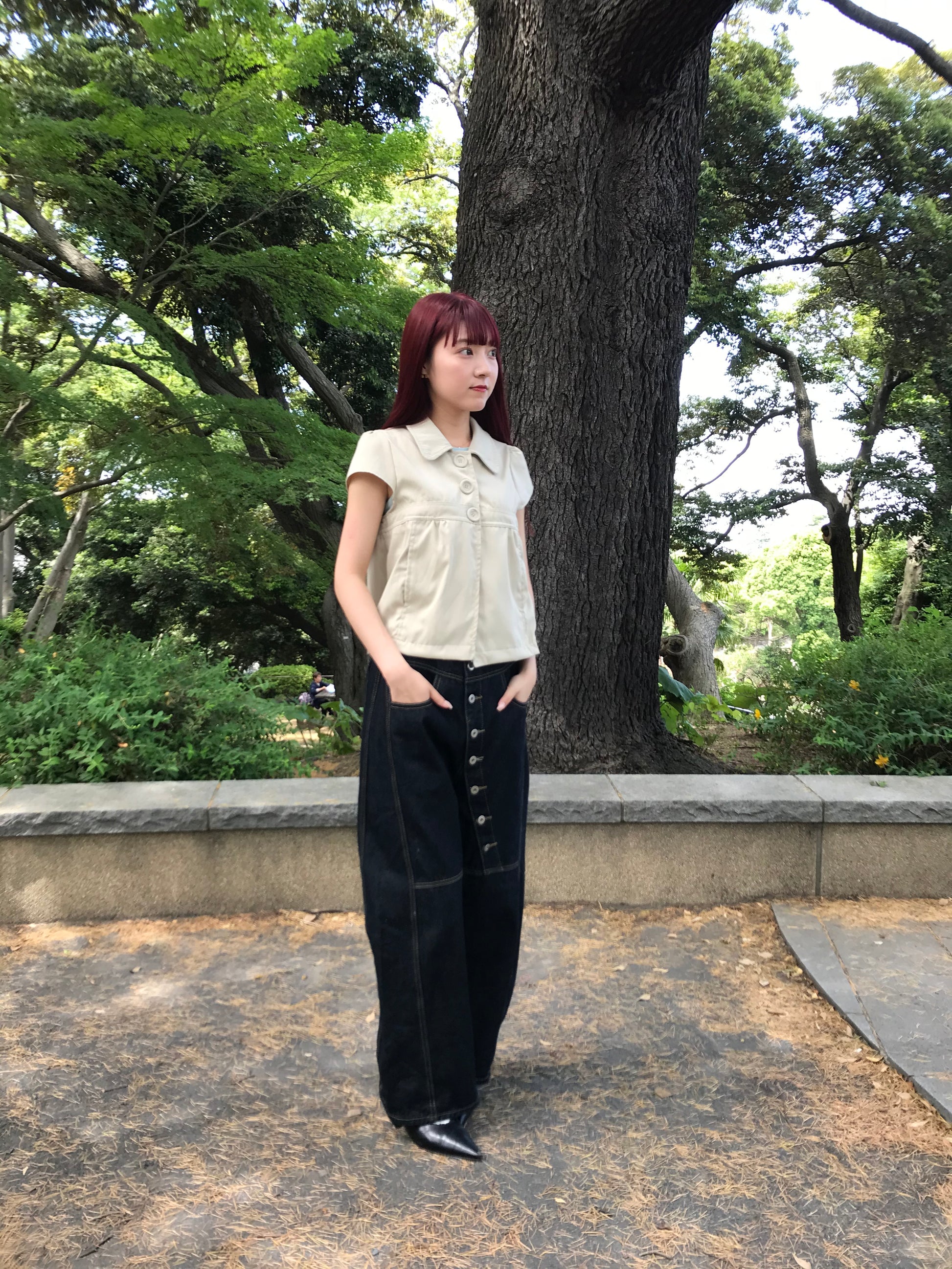 アシンメトリー ワイドデニムパンツ 大人カジュアル レディース Uenui
