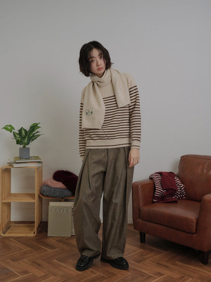 border knit top scarf set