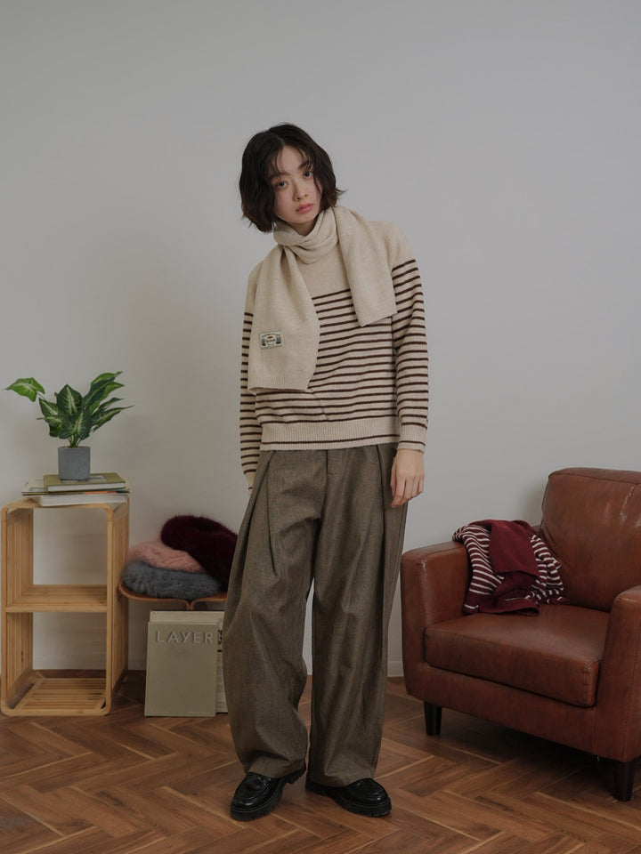 border knit top scarf set