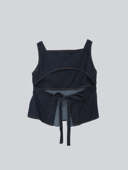 square neck denim top