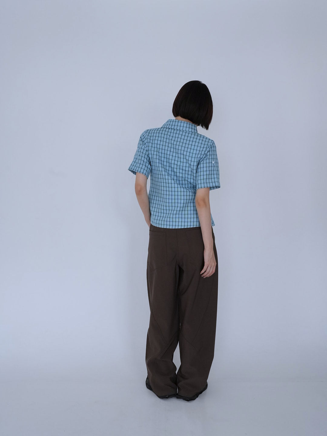retro check button shirt