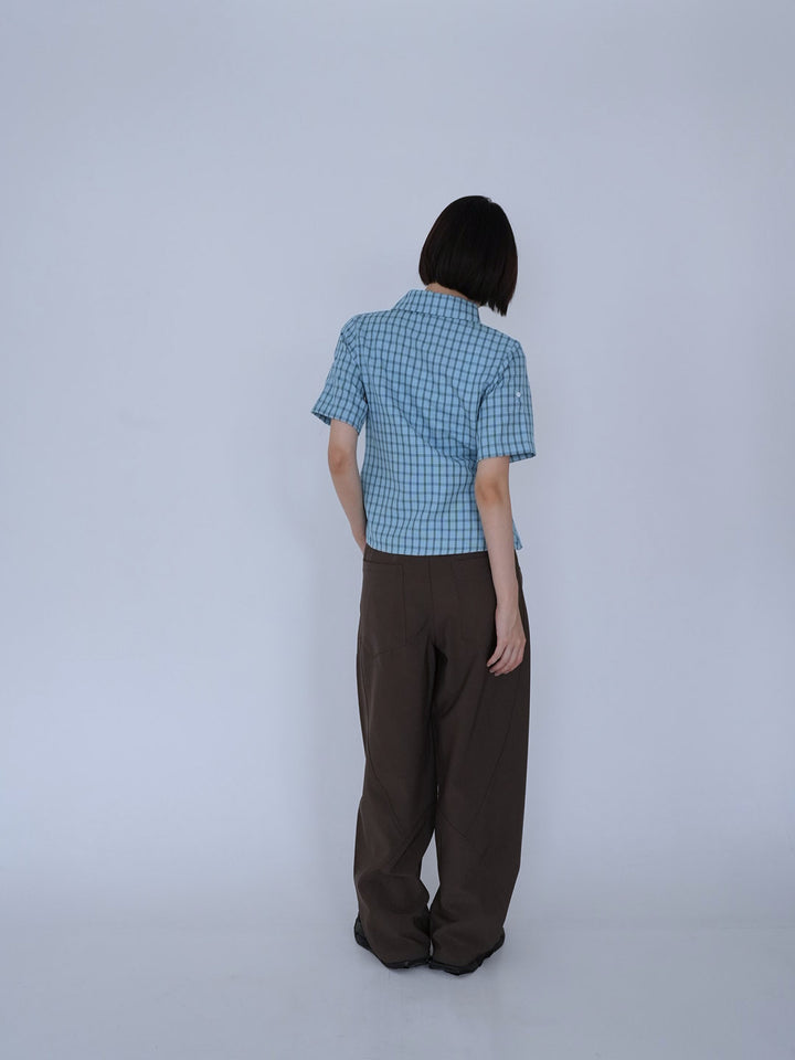 retro check button shirt