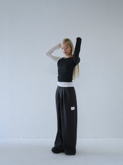 dot pattern wide slacks