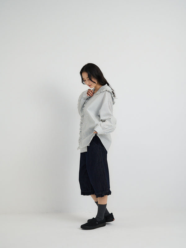 フリル ワイドデニムパンツ 大人カジュアル レディース Uenui
