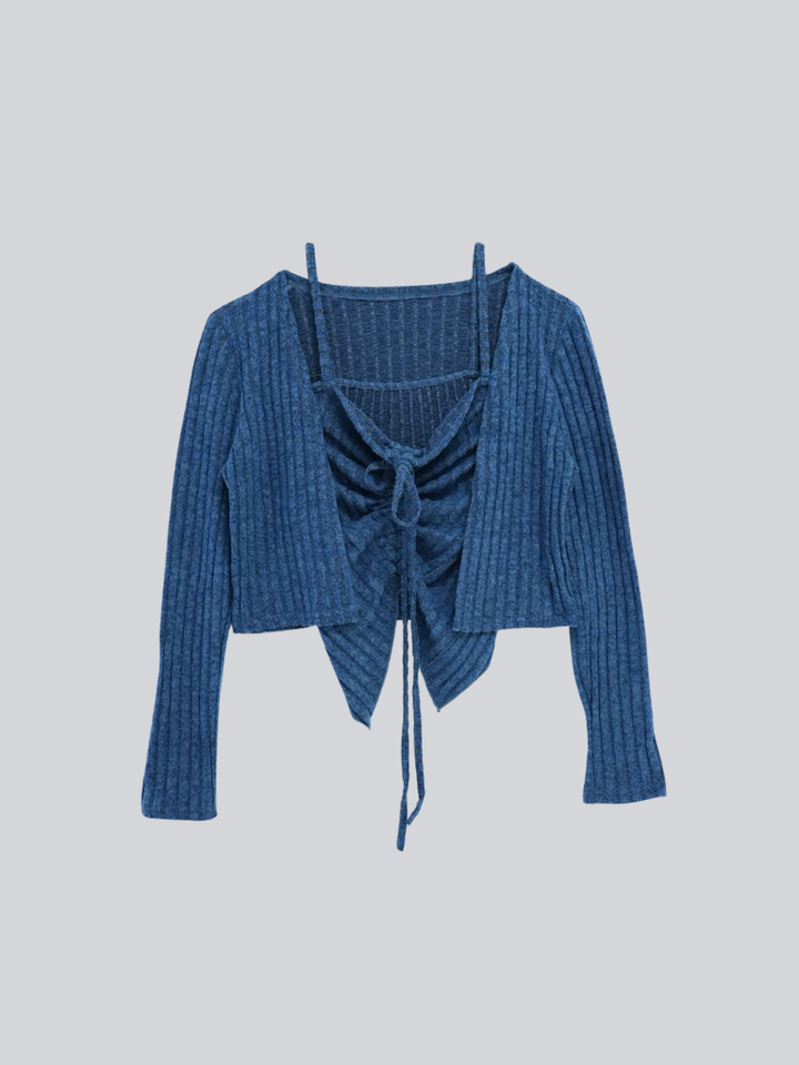 【 10月上旬発送予定 】ribbed ruched cami & cardigan set