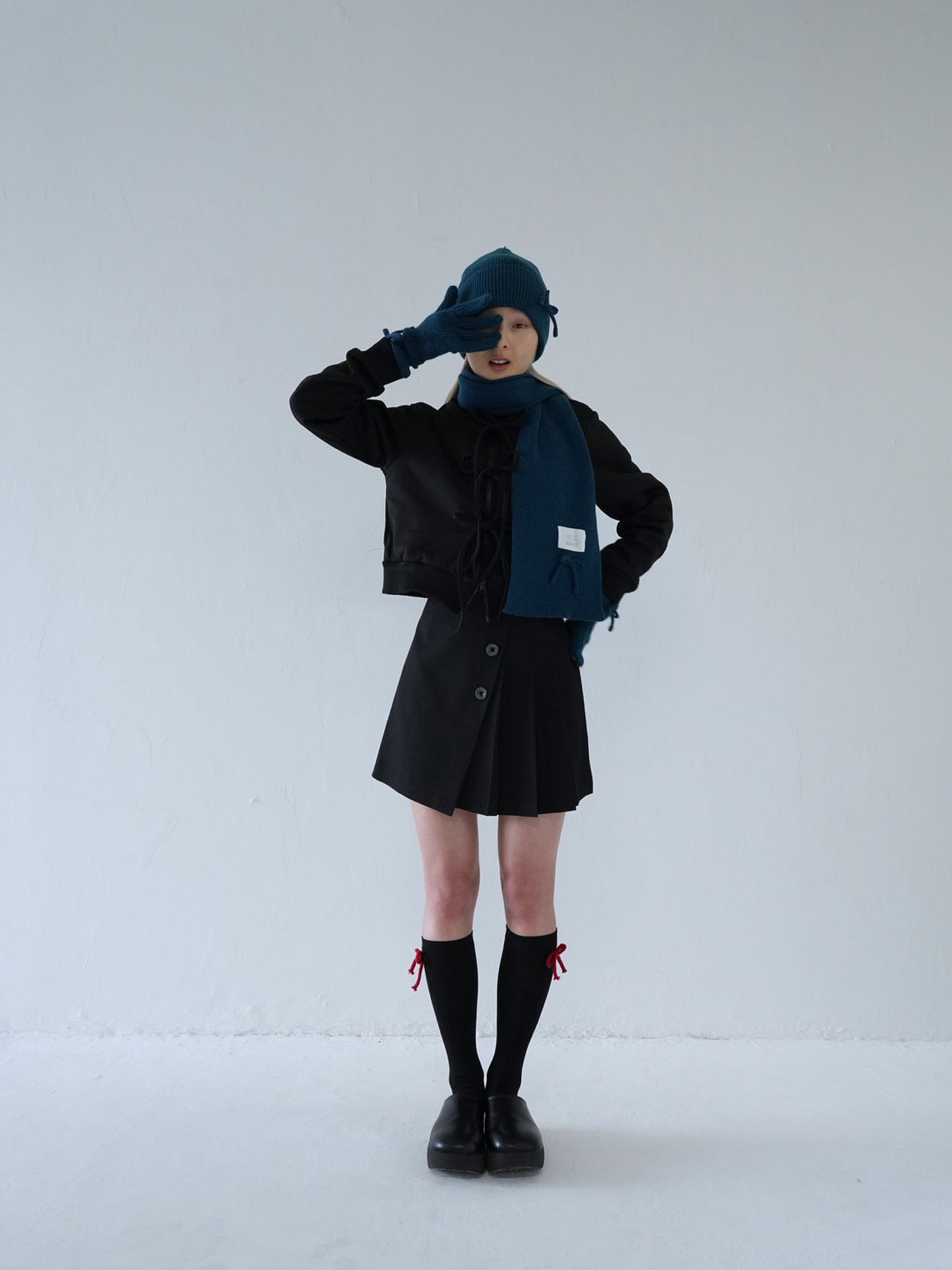 slanting button trapezoid skirt