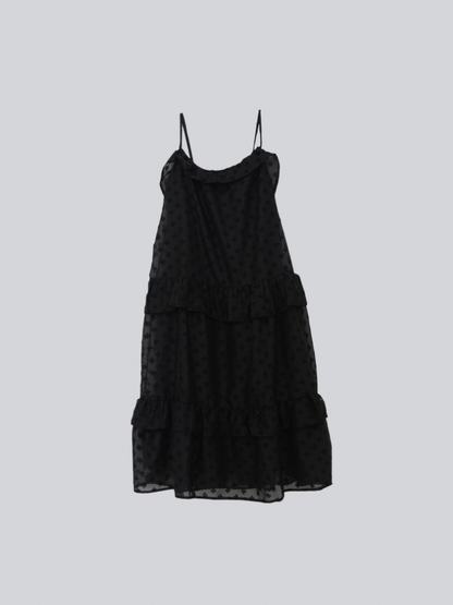 dot chiffon tiered dress