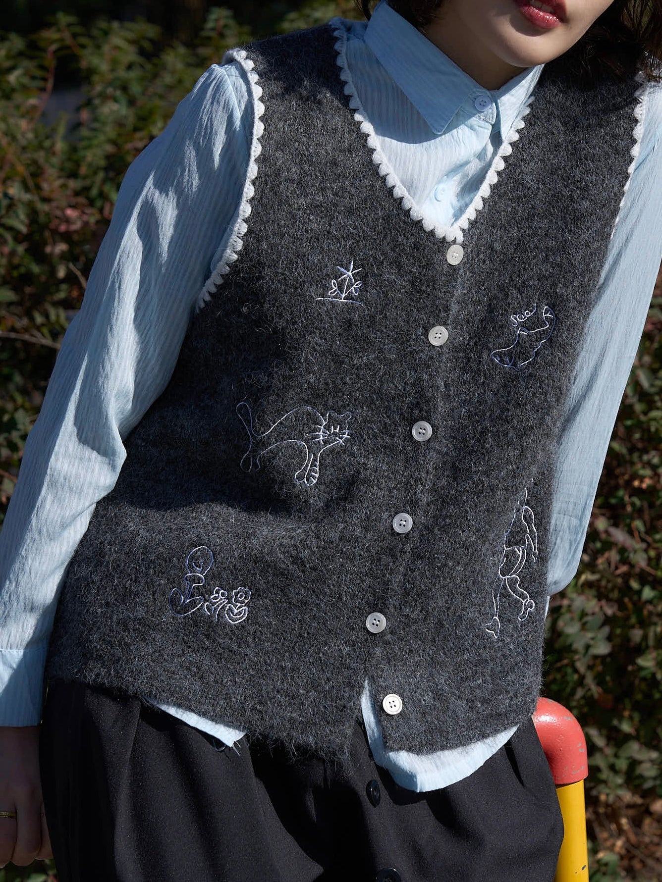 animal knit vest