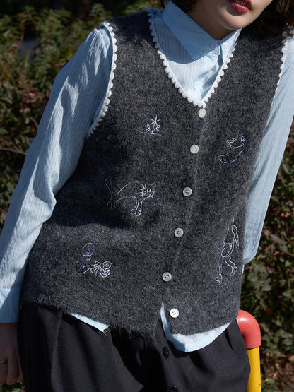 animal knit vest