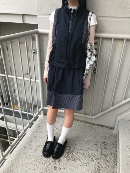 check vest & skirt set