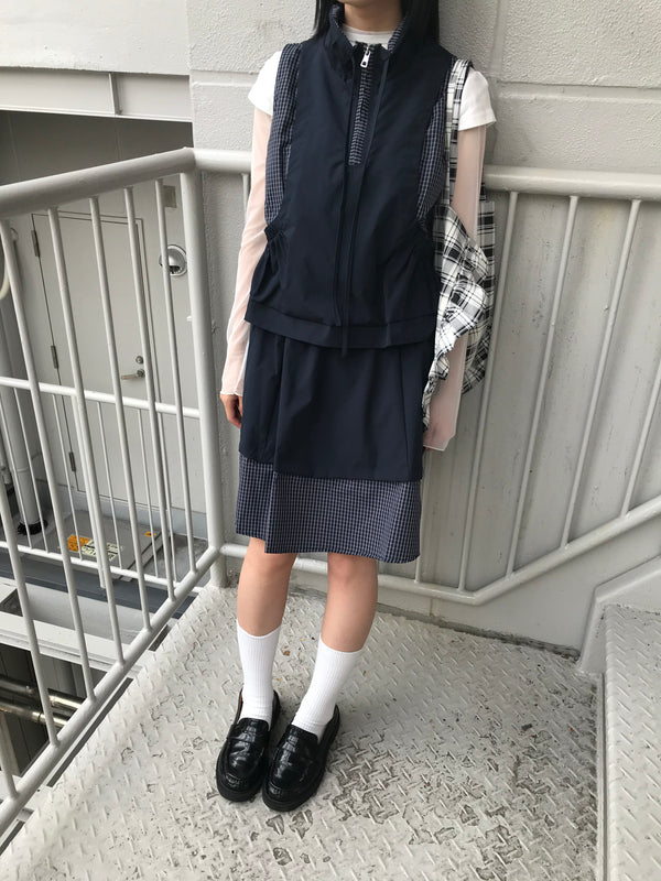 check vest & skirt set