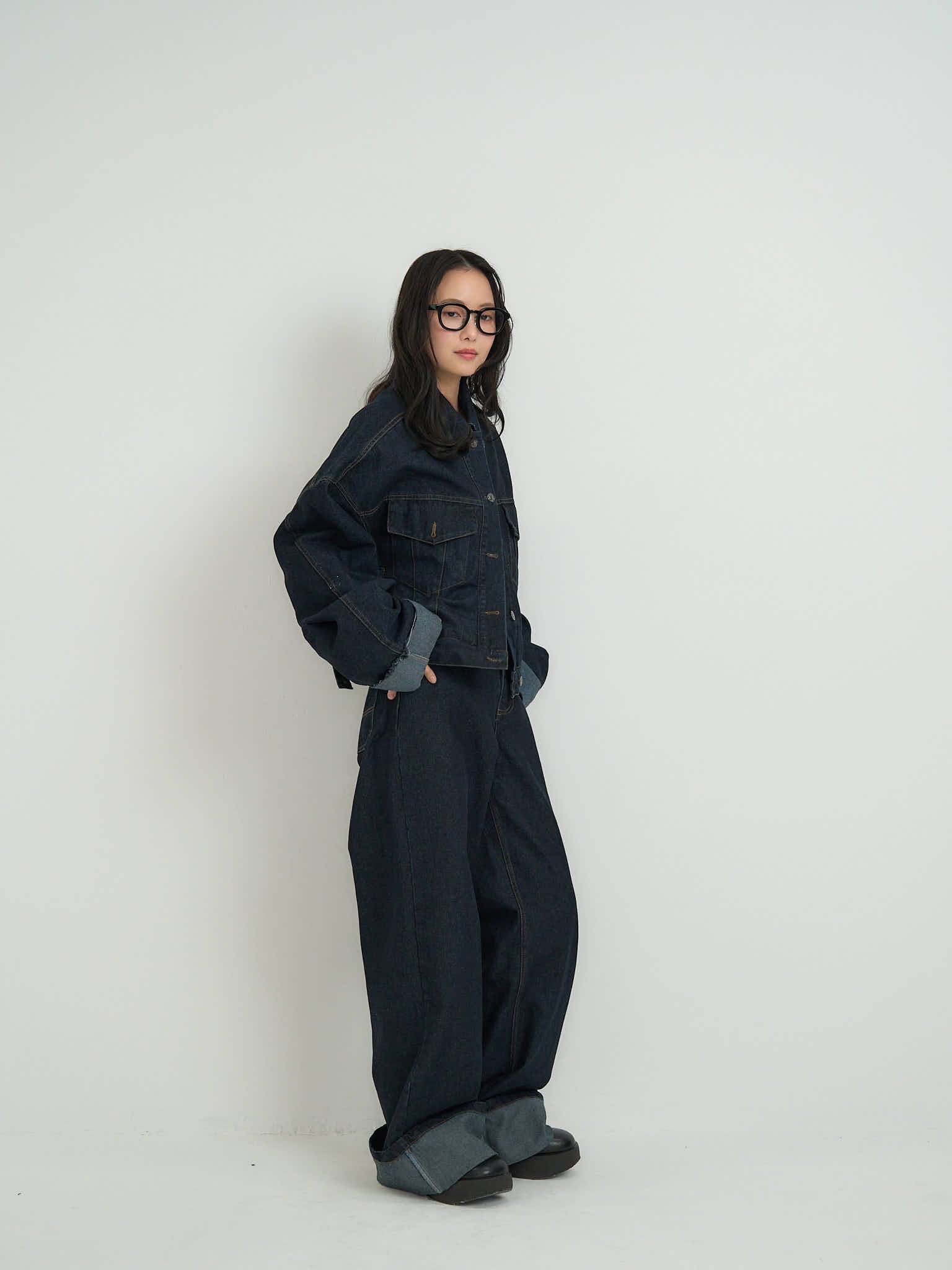 cropped denim jacket｜オーバーサイズデニムクロップドジャケット