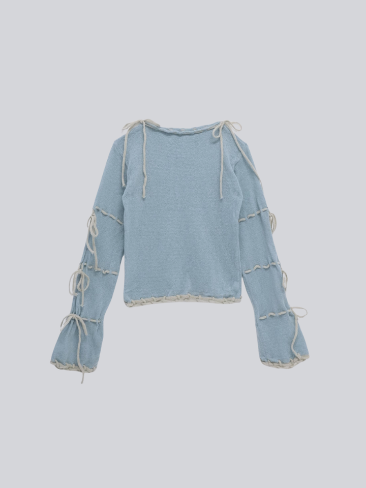 【 9月下旬発送予定 】ribbon detail knit top