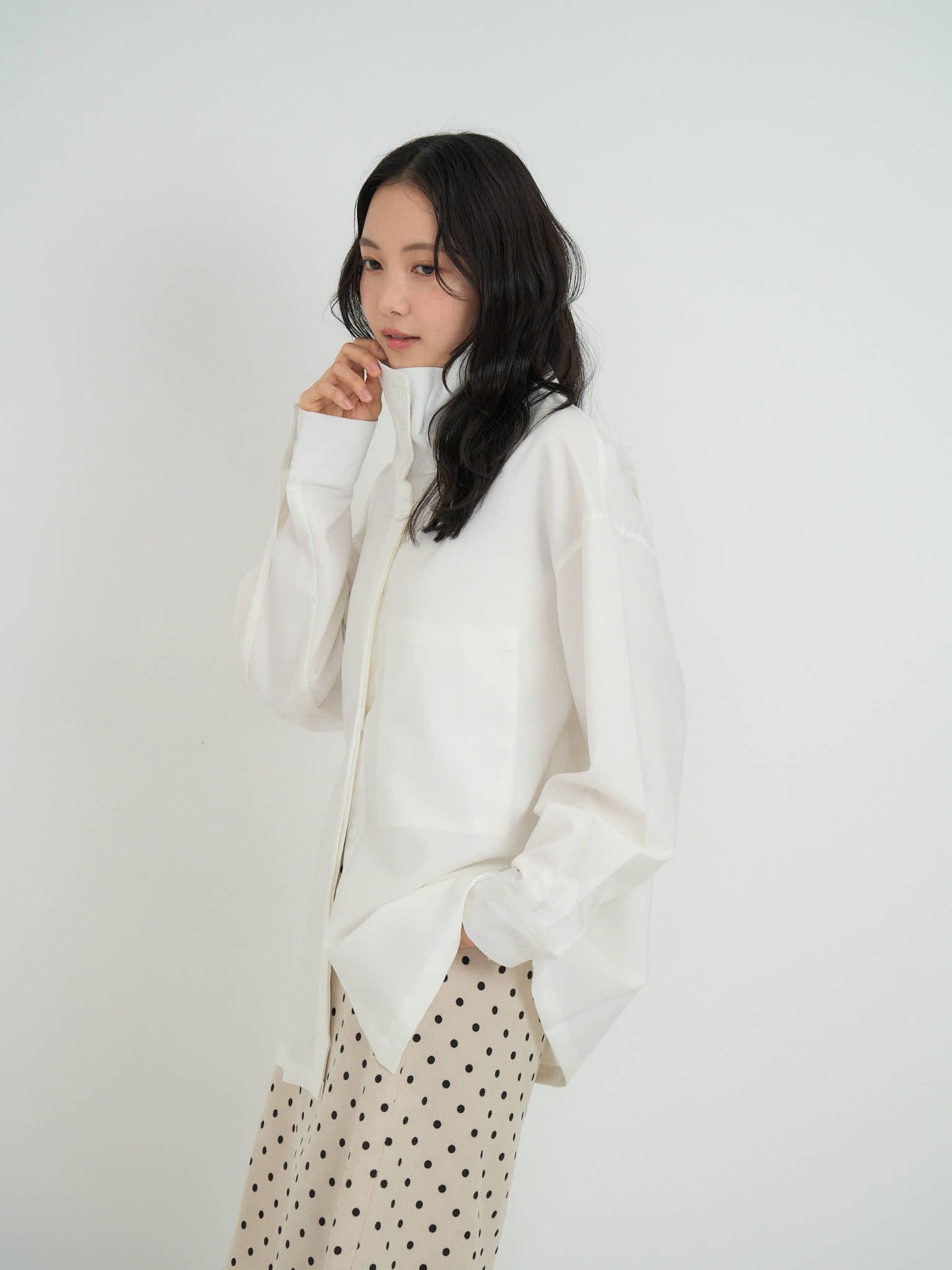 stand collar oversize shirt