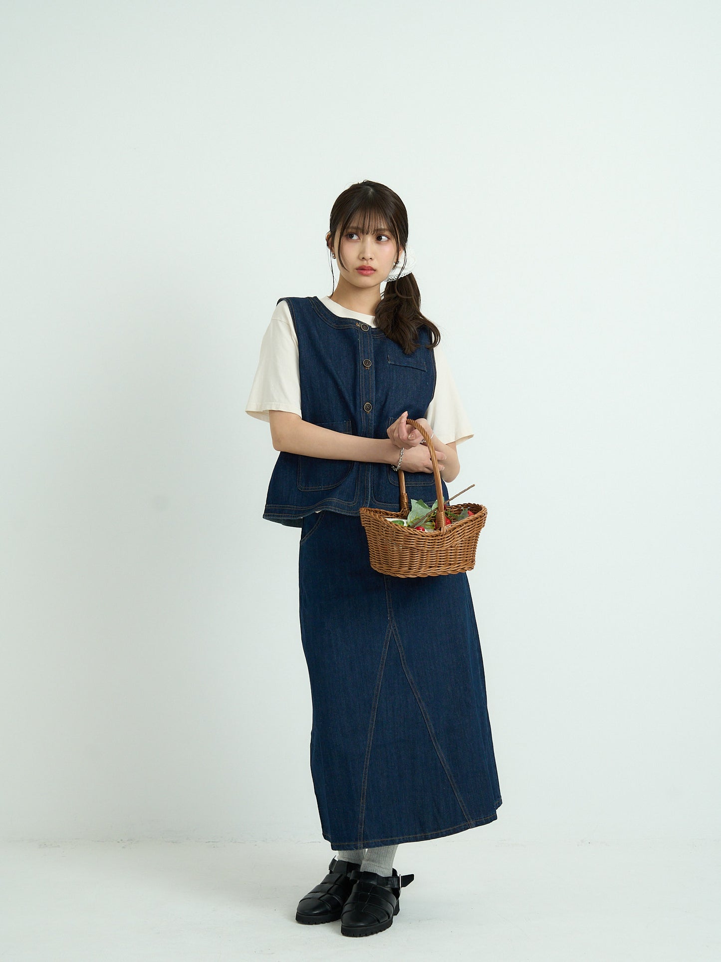 denim stitch vest