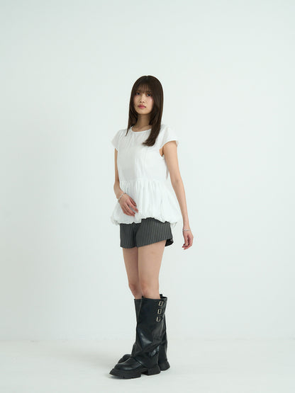 peplum puff sleeve blouse
