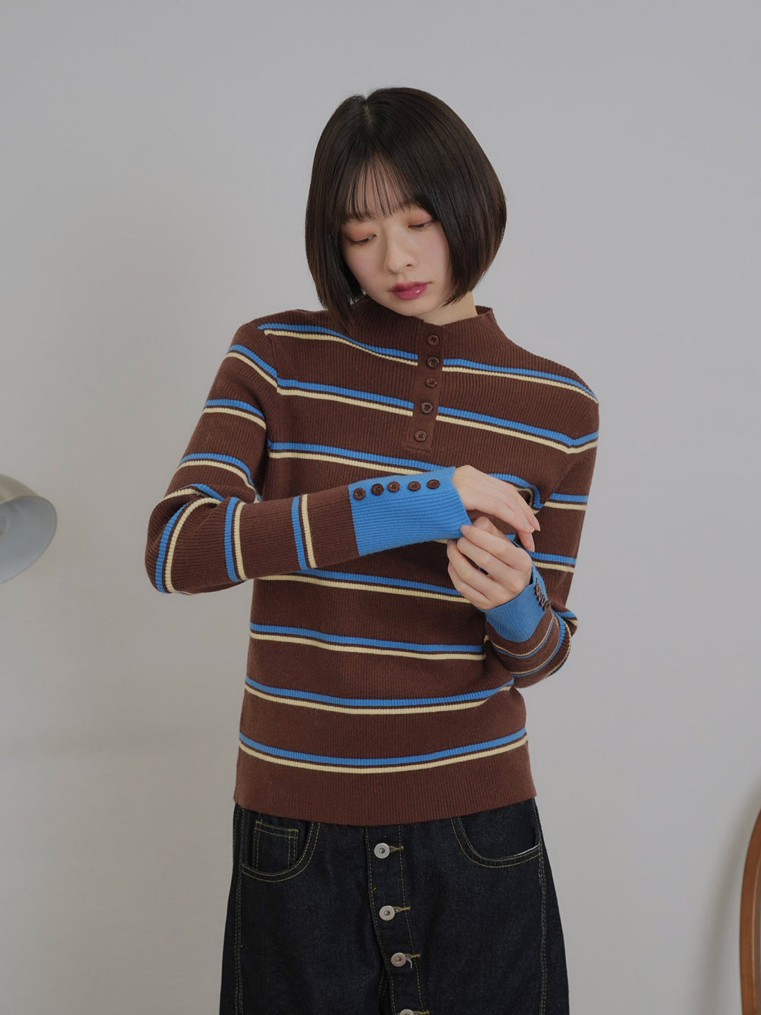 border rib knit  top