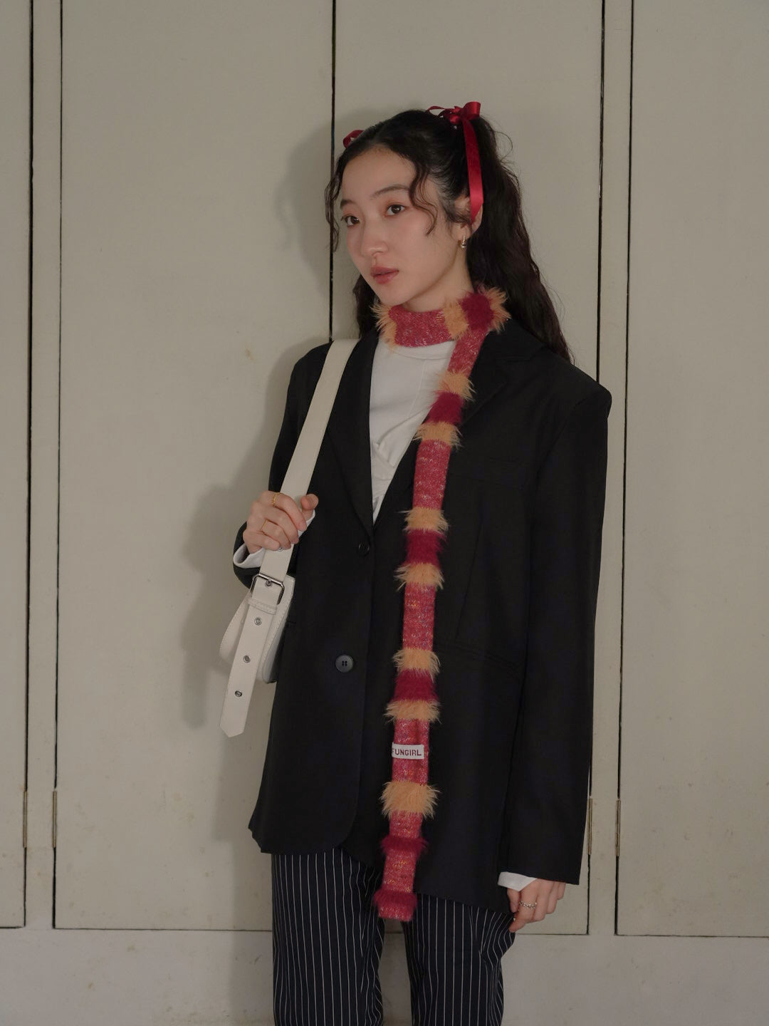 furry stripe knit muffler 【 11/6 19:00 発売予定 】