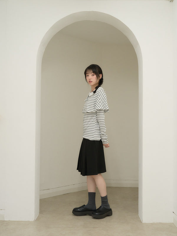border doll collar cape sleeve top