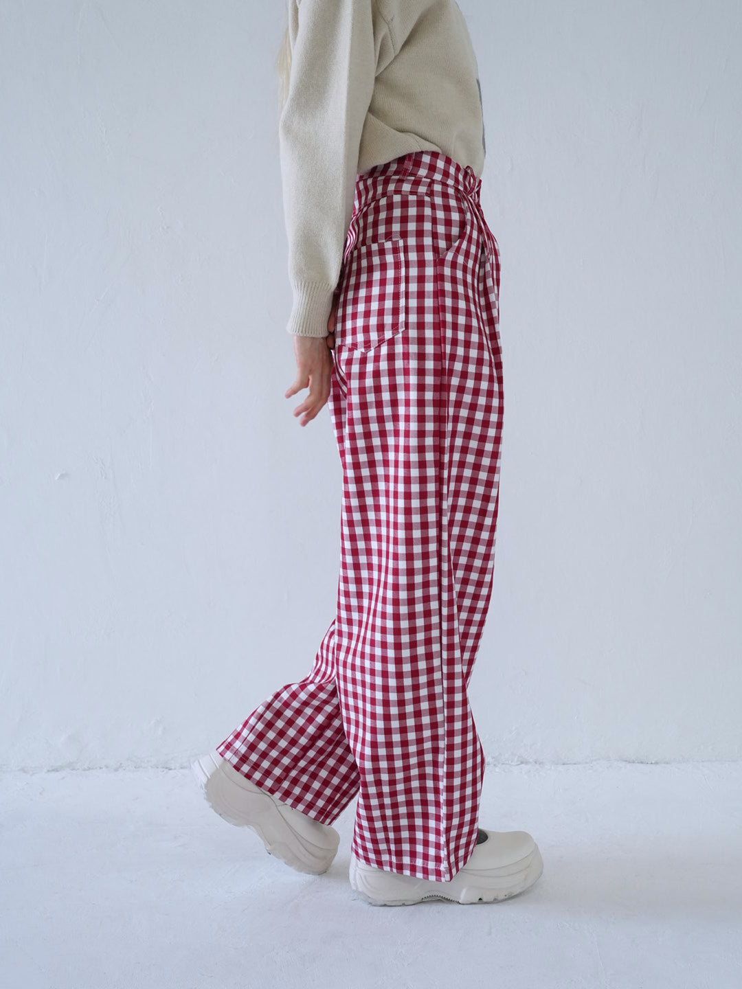 【 10月上旬発送予定 】gingham check wide pants