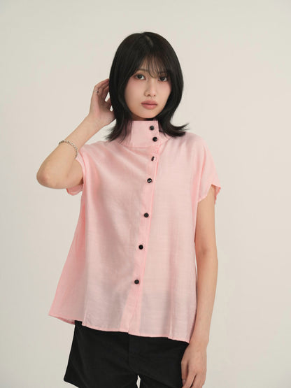cotton linen stand collar shirt