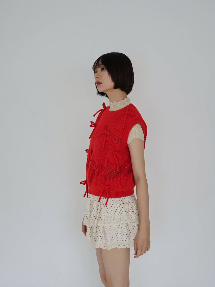 ribbon knit vest