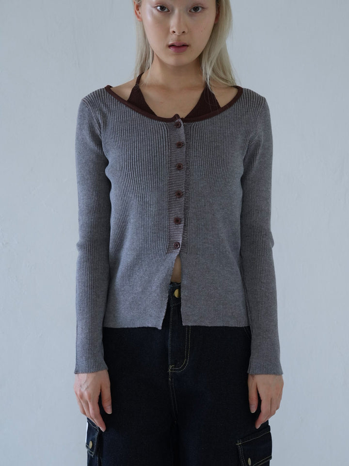 【 10月上旬発送予定 】layered rib knit top