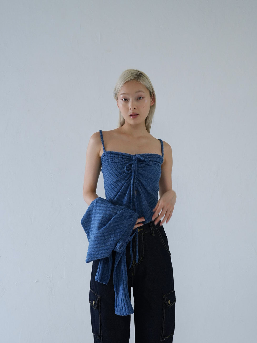 【 10月上旬発送予定 】ribbed ruched cami & cardigan set
