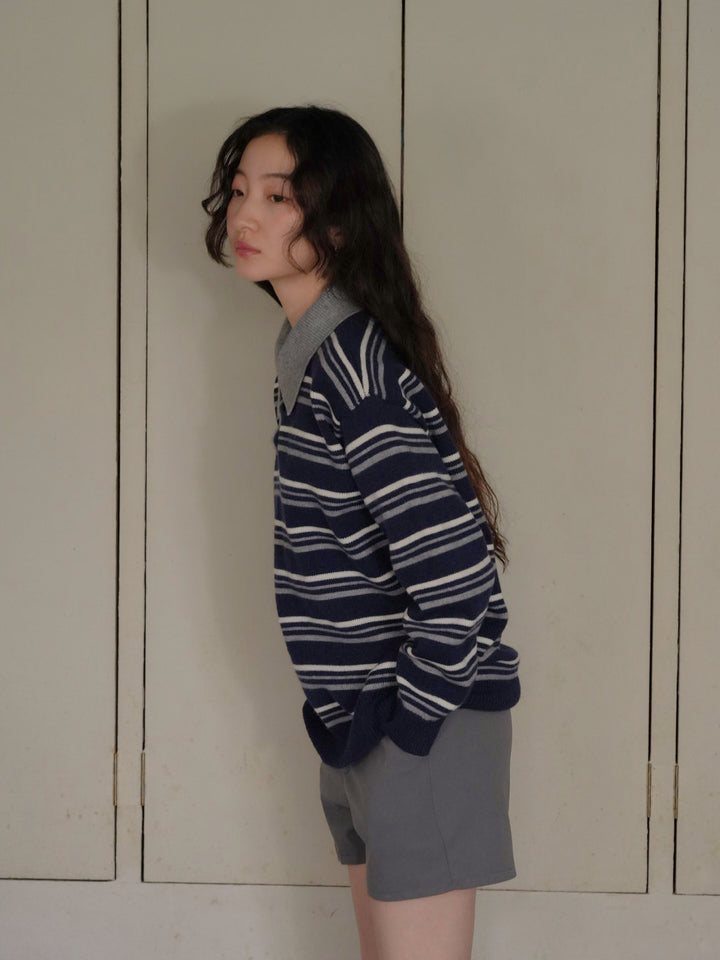 retro stripe collar knit