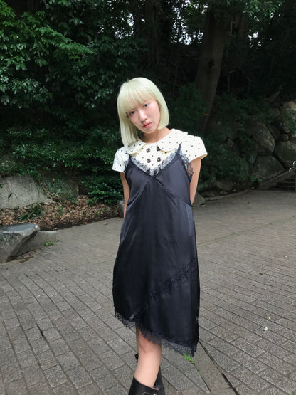 lace satin slip dress