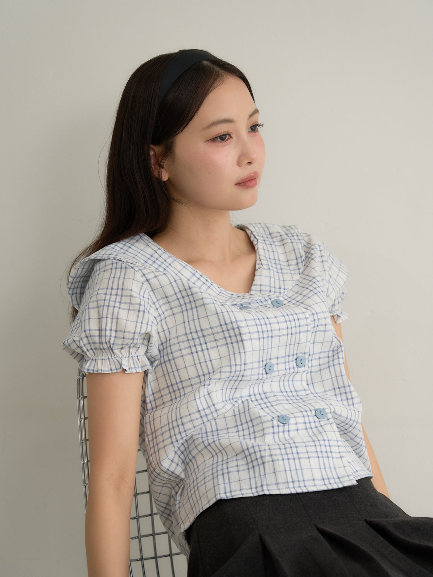 check sailor blouse