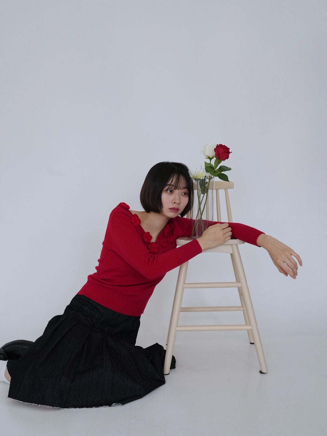 【 8月26日発送予定 】flower knit top
