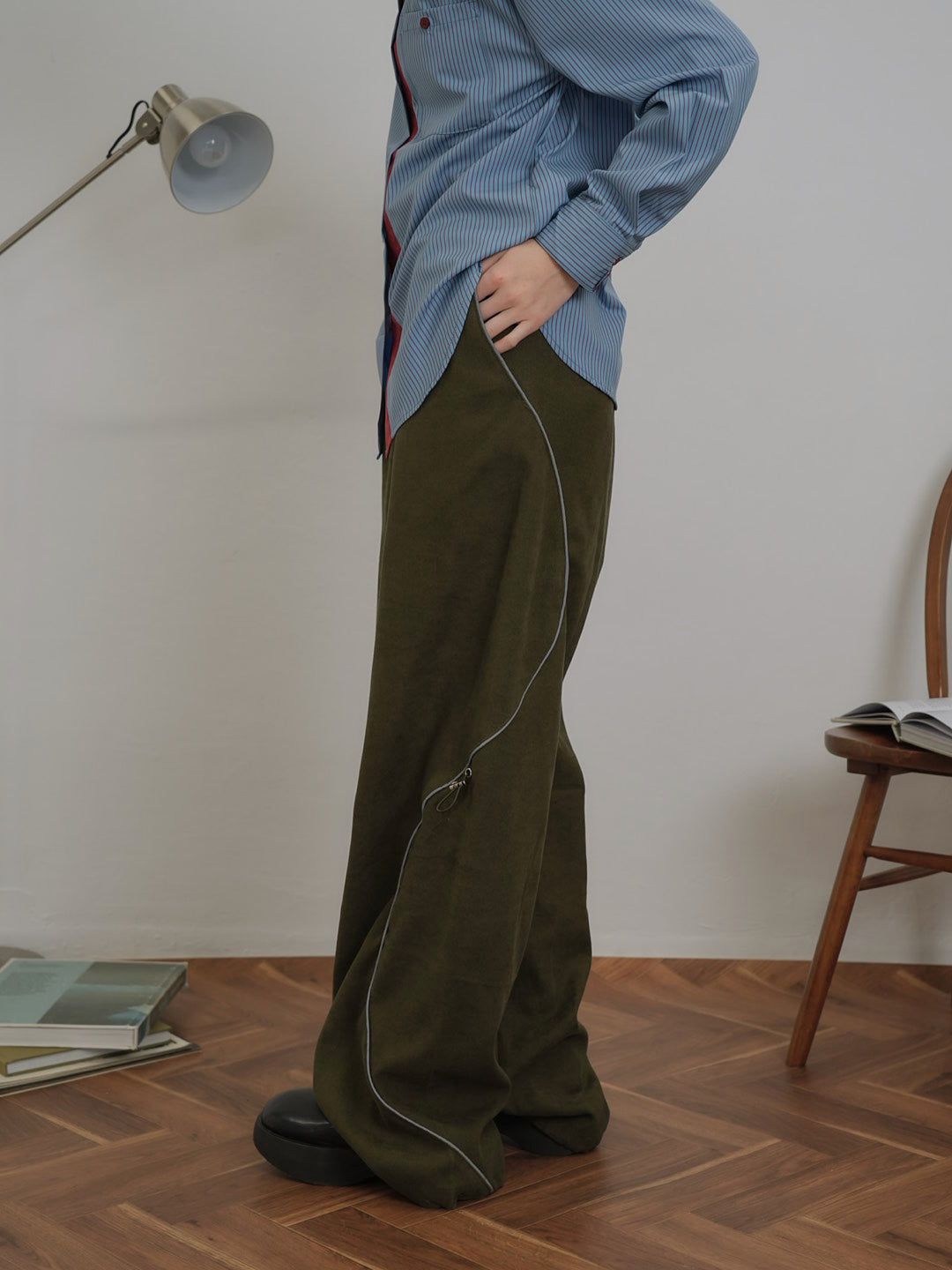 stitch line wide pants