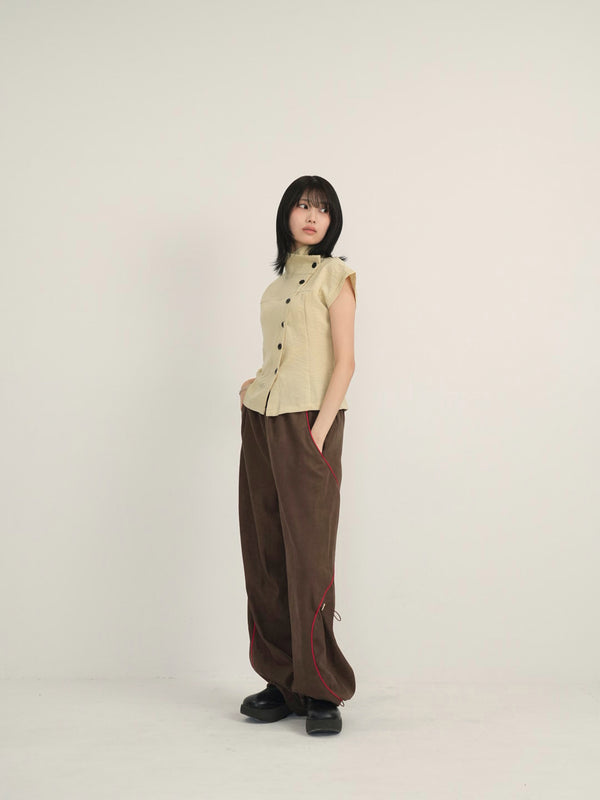 asymmetric collar shirt