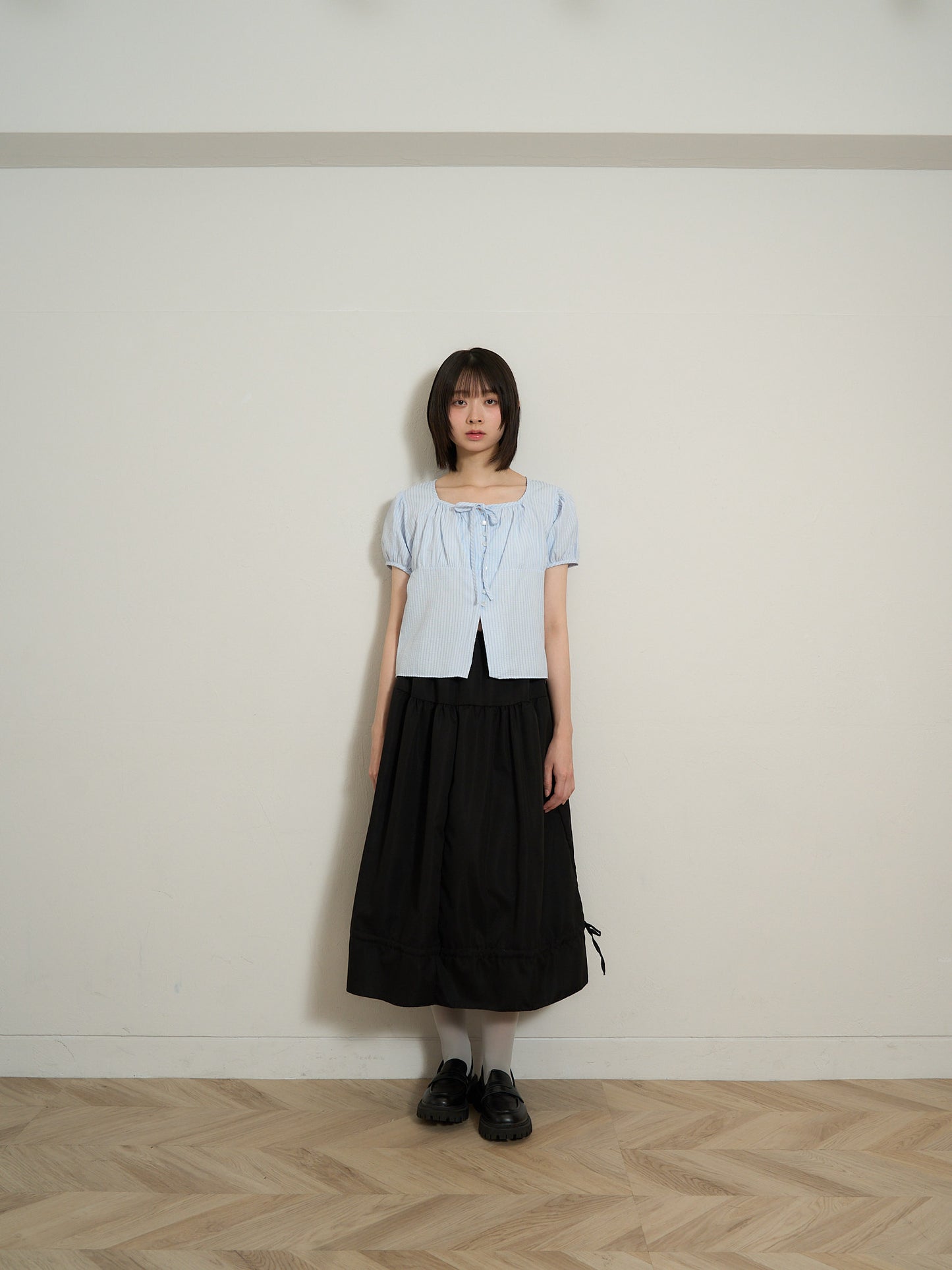 stripe ribbon blouse